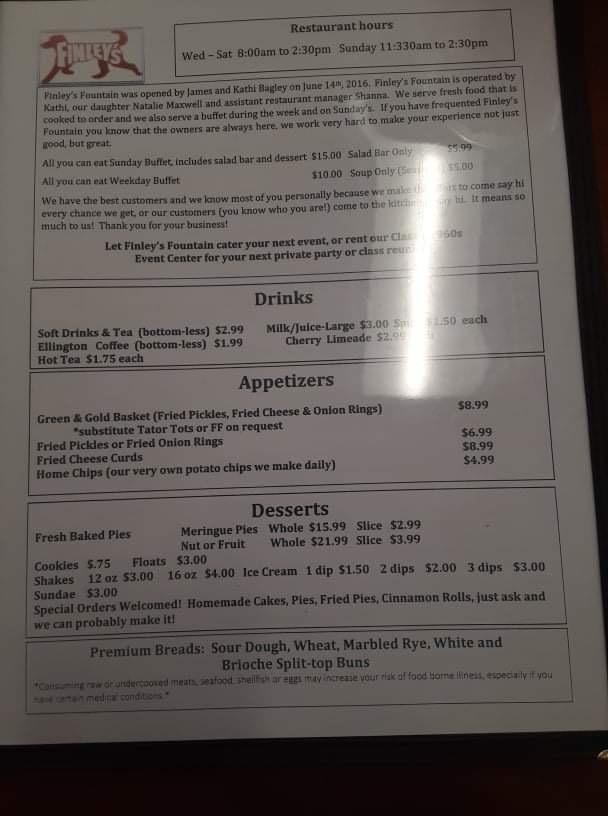 Finley’s Fountain Menu image 2